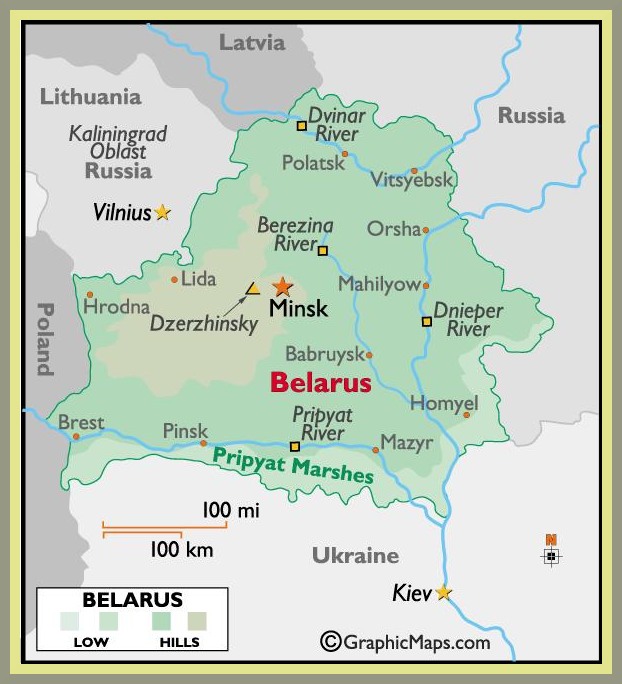 Belarus (formerly Belorussia), translated as White Russia.